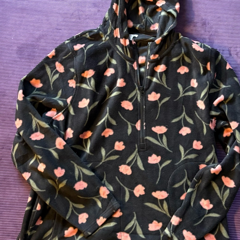 O'Neill Black and Pink Fleece Floral Hoodie